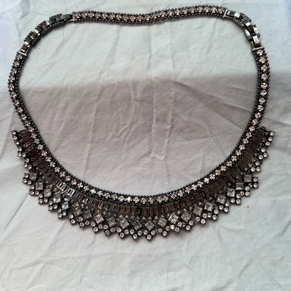 Stella & Dot Palladian Silver Crystal Collar Necklace